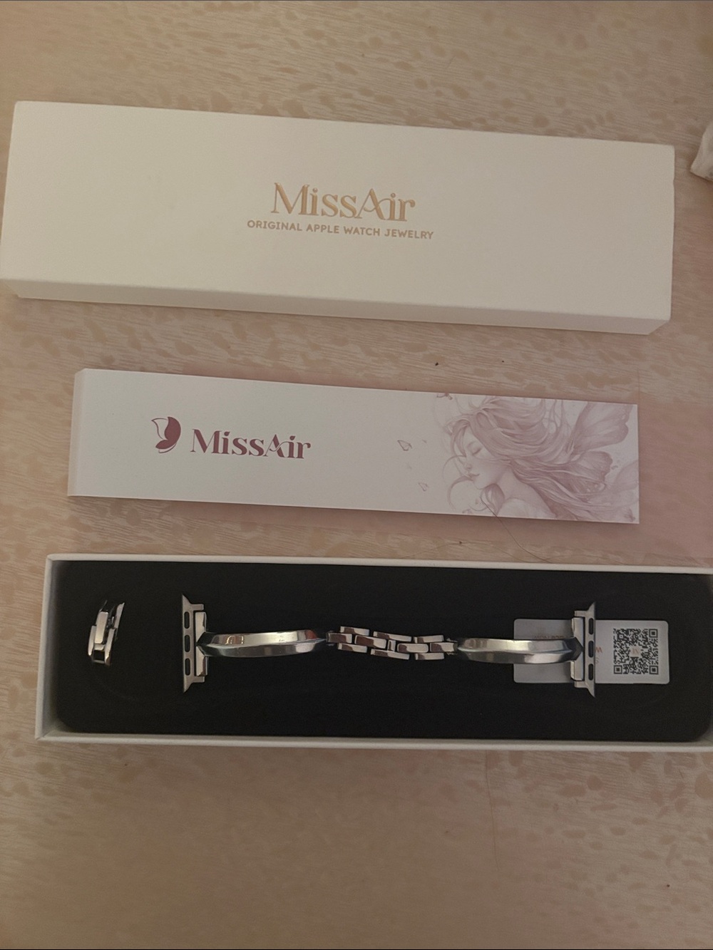 MissAir Stainless Steel Apple Watch Jewelry Band in Silver